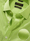 Vivace Lime Check Full Sleeve Single Cuff Classic Fit Semi Formal Silk Touch Egyptian Giza Cotton Shirt