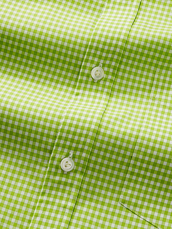 Vivace Lime Check Full Sleeve Single Cuff Classic Fit Semi Formal Silk Touch Egyptian Giza Cotton Shirt