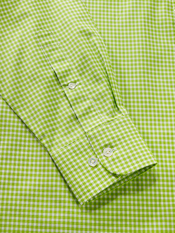 Vivace Lime Check Full Sleeve Single Cuff Classic Fit Semi Formal Silk Touch Egyptian Giza Cotton Shirt
