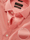 Vivace Red Check Full Sleeve Single Cuff Classic Fit Semi Formal Silk Touch Egyptian Giza Cotton Shirt