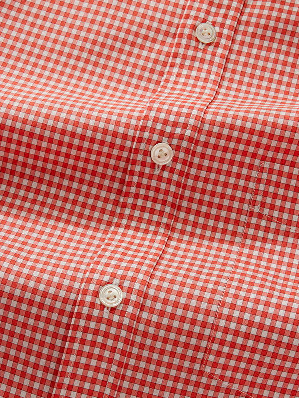 Vivace Red Check Full Sleeve Single Cuff Classic Fit Semi Formal Silk Touch Egyptian Giza Cotton Shirt