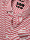 Vivace Red Striped Full Sleeve Single Cuff Classic Fit Semi Formal Silk Touch Egyptian Giza Cotton Shirt