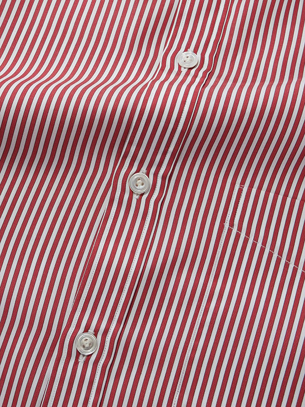 Vivace Red Striped Full Sleeve Single Cuff Classic Fit Semi Formal Silk Touch Egyptian Giza Cotton Shirt