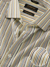 Vivace Brown Striped Full Sleeve Single Cuff Classic Fit Semi Formal Silk Touch Egyptian Giza Cotton Shirt