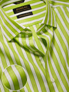Vivace Lime Striped Full Sleeve Single Cuff Tailored Fit Semi Formal Silk Touch Egyptian Giza Cotton Shirt