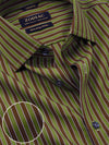 Vivace Green Striped Full Sleeve Single Cuff Tailored Fit Semi Formal Egyptian Giza Silk Touch Cotton Shirt