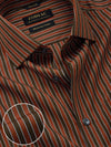 Vivace Maroon Striped Full Sleeve Single Cuff Tailored Fit Semi Formal Egyptian Giza Silk Touch Cotton Shirt