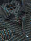 Vivace Teal Striped Full Sleeve Single Cuff Tailored Fit Semi Formal Egyptian Giza Silk Touch Cotton Shirt