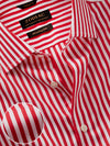 Vivace Red Striped Full Sleeve Single Cuff Tailored Fit Semi Formal Silk Touch Egyptian Giza Cotton Without Pocket Shirt