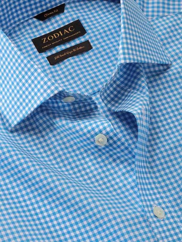 Buy Vivace Blue Cotton Single Cuff Classic Fit Formal Checks Shirt