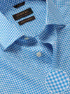 Vivace Blue Check Full Sleeve Single Cuff Classic Fit Semi Formal Silk Touch Egyptian Giza Cotton Shirt