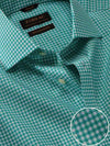 Vivace Green Check Full Sleeve Single Cuff Classic Fit Semi Formal Silk Touch Egyptian Giza Cotton Shirt