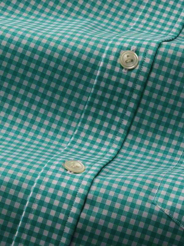 Vivace Green Check Full Sleeve Single Cuff Classic Fit Semi Formal Silk Touch Egyptian Giza Cotton Shirt