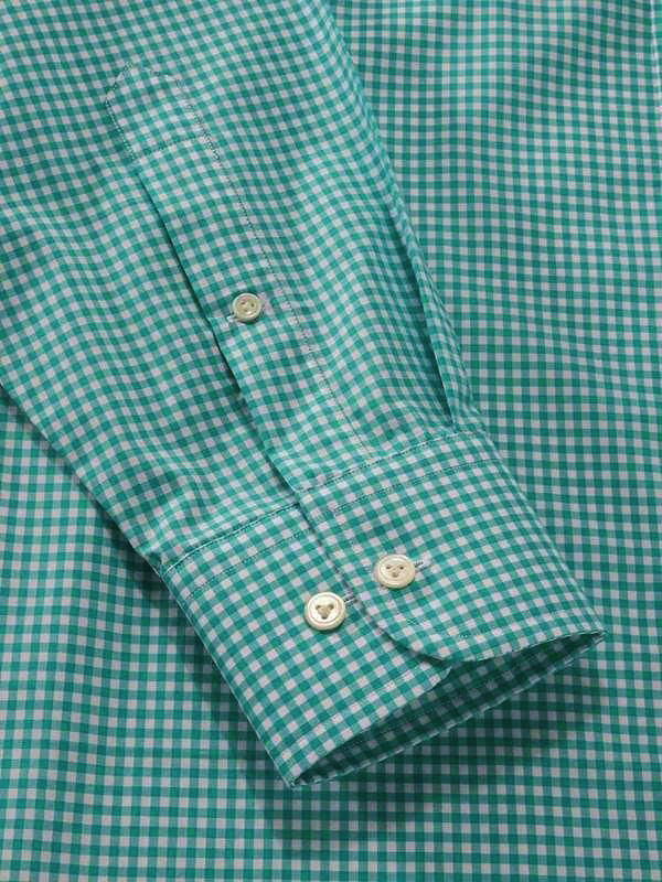 Vivace Green Check Full Sleeve Single Cuff Classic Fit Semi Formal Silk Touch Egyptian Giza Cotton Shirt