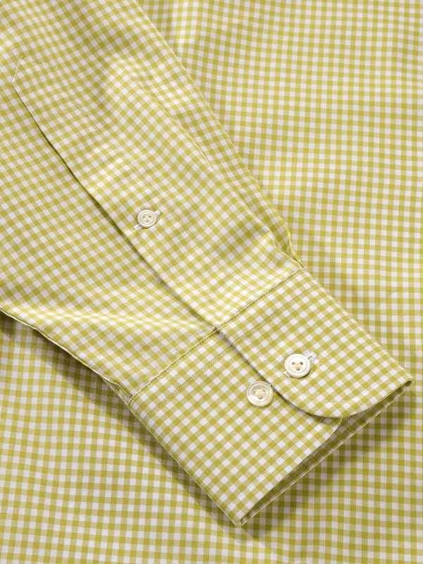 Vivace Lime Check Full Sleeve Single Cuff Classic Fit Semi Formal Silk Touch Egyptian Giza Cotton Shirt