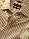 Vivace Yellow Striped Full Sleeve Single Cuff Classic Fit Semi Formal Silk Touch Egyptian Giza Cotton Shirt