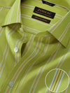 Vivace Lime Striped Half Sleeve Classic Fit Semi Formal Silk Touch Egyptian Giza Cotton Shirt