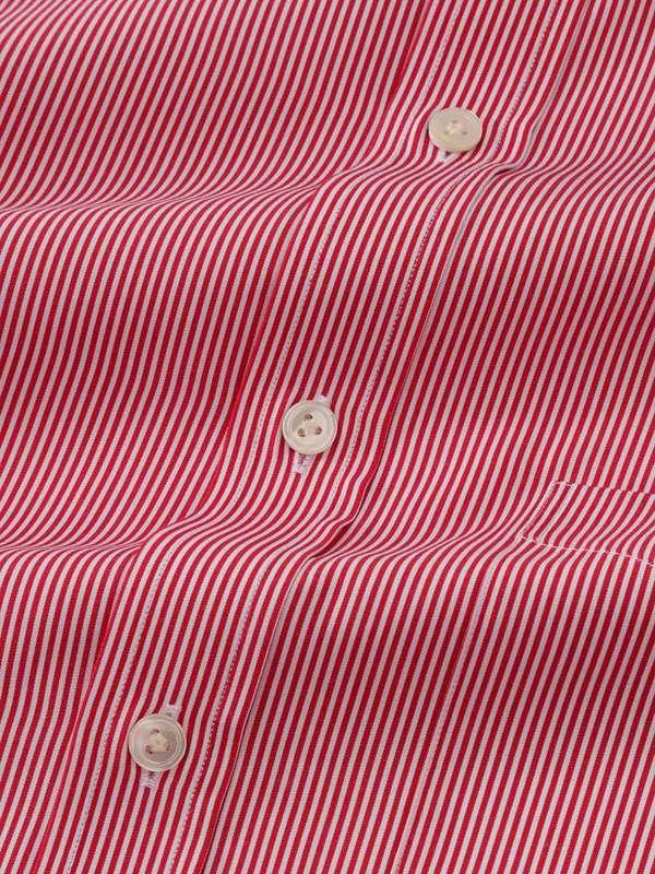 Vivace Red Striped Full Sleeve Single Cuff Classic Fit Semi Formal Silk Touch Egyptian Giza Cotton Shirt