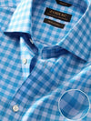 Vivace Blue Check Full Sleeve Single Cuff Classic Fit Semi Formal Silk Touch Egyptian Giza Cotton Shirt