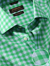 Vivace Green Check Full Sleeve Single Cuff Classic Fit Semi Formal Silk Touch Egyptian Giza Cotton Shirt