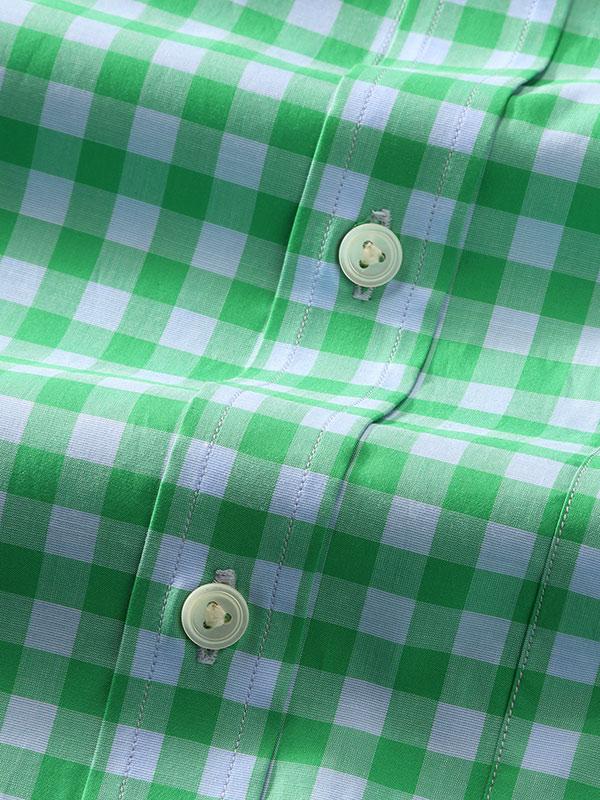 Vivace Green Check Full Sleeve Single Cuff Classic Fit Semi Formal Silk Touch Egyptian Giza Cotton Shirt