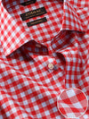 Vivace Red Check Full Sleeve Single Cuff Classic Fit Semi Formal Silk Touch Egyptian Giza Cotton Shirt