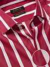 Vivace Maroon Striped Full Sleeve Single Cuff Tailored Fit Semi Formal Silk Touch Egyptian Giza Cotton Shirt
