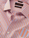 Vivace Orange Striped Full Sleeve Single Cuff Tailored Fit Semi Formal Silk Touch Egyptian Giza Cotton Shirt