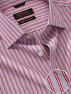Vivace Red Striped Single Cuff Tailored Fit Semi Formal Silk Touch Egyptian Giza Cotton Shirt