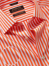 Vivace Orange Striped Full Sleeve Single Cuff Tailored Fit Semi Formal Silk Touch Egyptian Giza Cotton Shirt