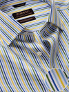 Vivace Yellow Striped Full Sleeve Tailored Fit Semi Formal Silk Touch Egyptian Giza Cotton Shirt