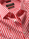 Vivace Red Striped Full Sleeve Single Cuff Tailored Fit Semi Formal Silk Touch Egyptian Giza Cotton Shirt