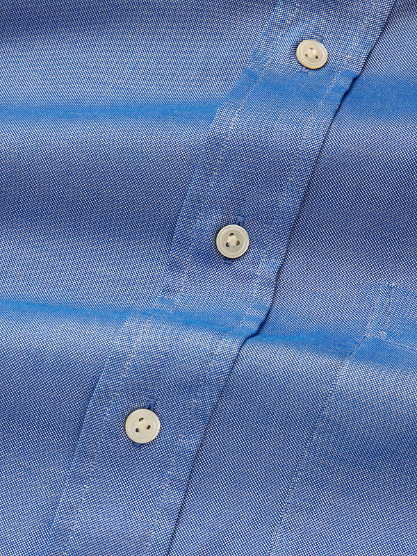 Zuccaro Blue Solid Full Sleeve Single Cuff Classic Fit Semi Formal Two Ply Mercerized Cotton Shirt