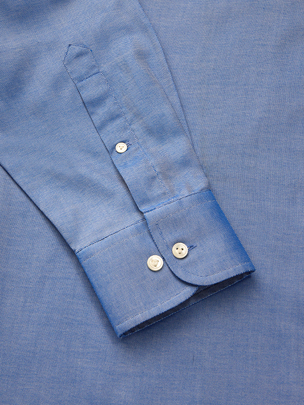 Zuccaro Blue Solid Full Sleeve Single Cuff Classic Fit Semi Formal Two Ply Mercerized Cotton Shirt