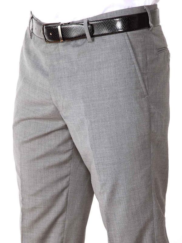 Pollone Light Grey Slim Fit Blended Trousers