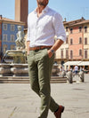 Positano Olive Tailored Fit Pure Linen Trouser