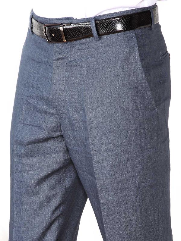 Positano Navy Classic Fit Linen Trousers