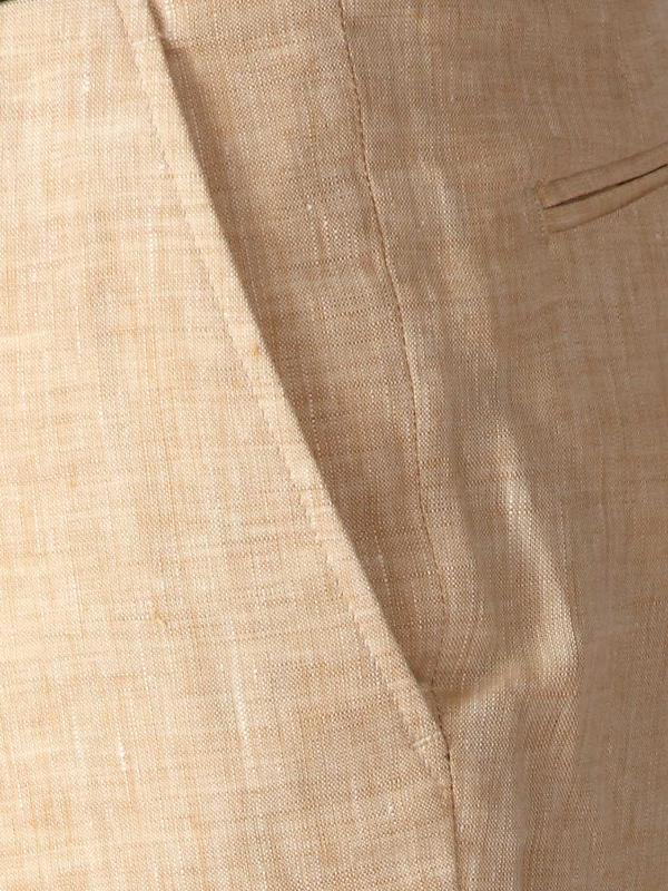 Positano Beige Tailored Fit Pure Linen Trouser