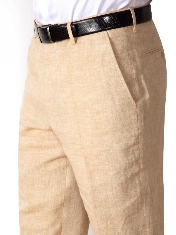 Positano Beige Tailored Fit Pure Linen Trouser