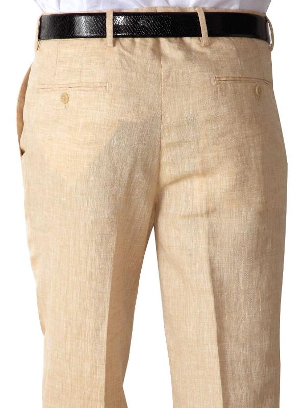 Positano Beige Tailored Fit Pure Linen Trouser