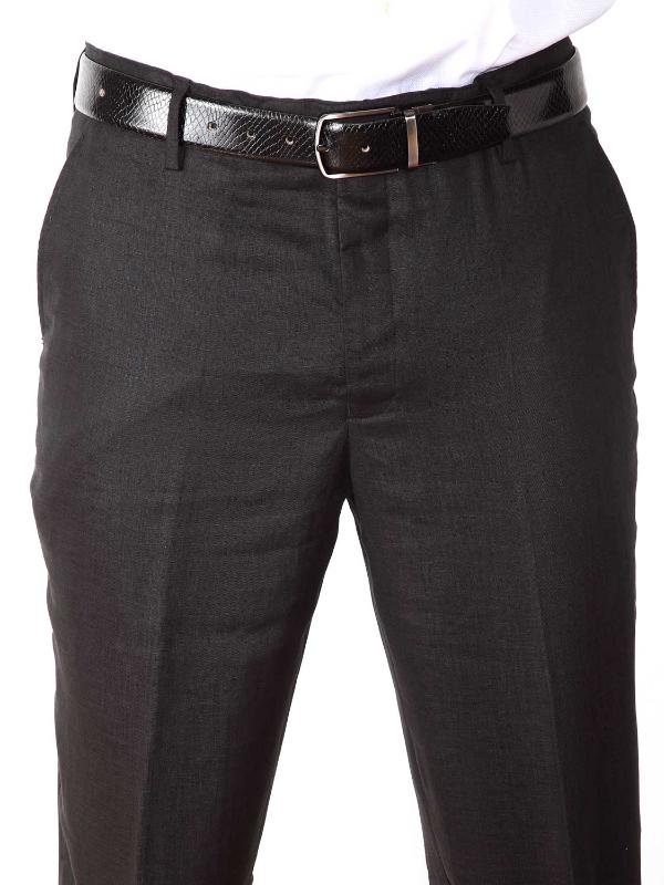 Trasita Black Tailored Fit Linen Trousers