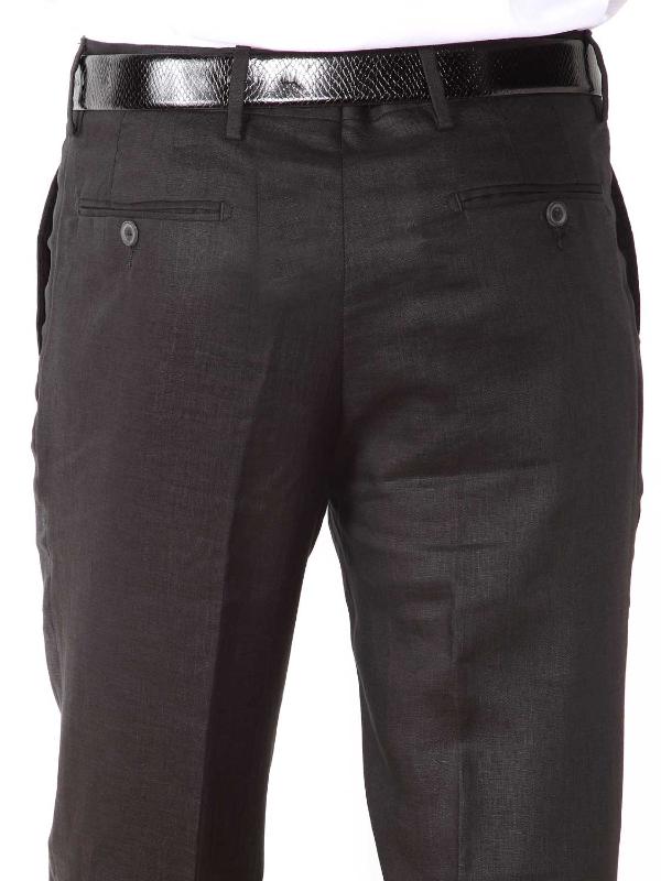 Trasita Black Tailored Fit Linen Trousers