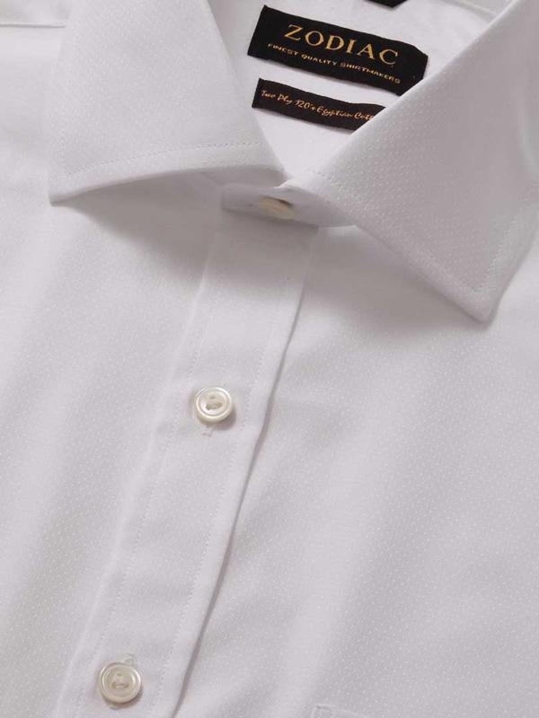 Bertolucci White Solid Full Sleeve Single Cuff Classic Fit Classic Formal Two Ply Mercerized Cotton Shirt