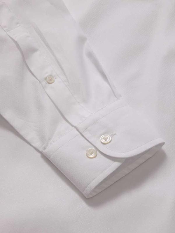 Bertolucci White Solid Full Sleeve Single Cuff Classic Fit Classic Formal Two Ply Mercerized Cotton Shirt