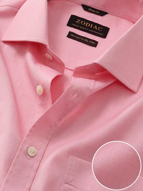 Carulli Pink Check Full Sleeve Single Cuff Classic Fit Classic Formal Two Ply Mercerized Cotton Shirt