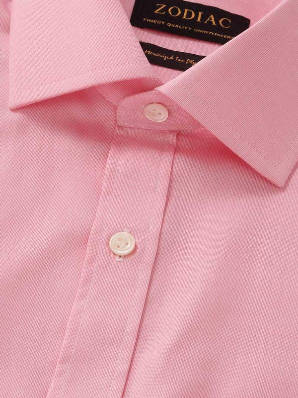 Carulli Pink Check Full Sleeve Single Cuff Classic Fit Classic Formal Two Ply Mercerized Cotton Shirt