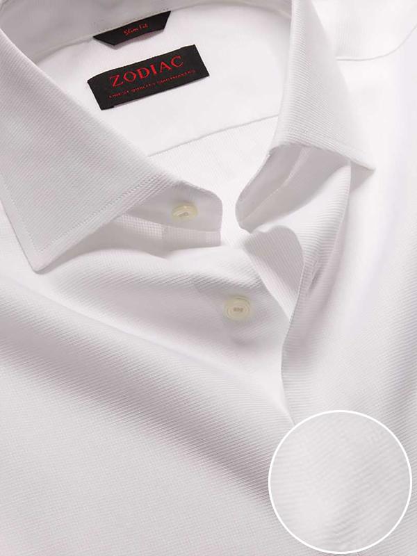 Cascia White Check Full Sleeve Single Cuff Slim Fit Classic Formal Cotton Shirt