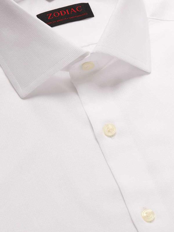 Cascia White Check Full Sleeve Single Cuff Slim Fit Classic Formal Cotton Shirt