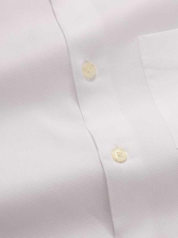 Cascia White Check Full Sleeve Single Cuff Slim Fit Classic Formal Cotton Shirt