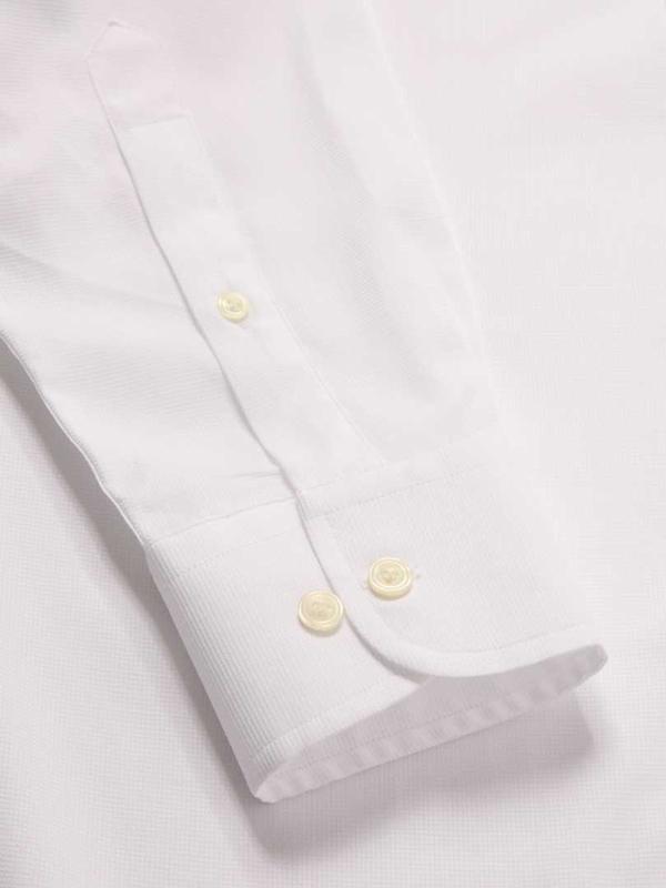 Cascia White Check Full Sleeve Single Cuff Slim Fit Classic Formal Cotton Shirt
